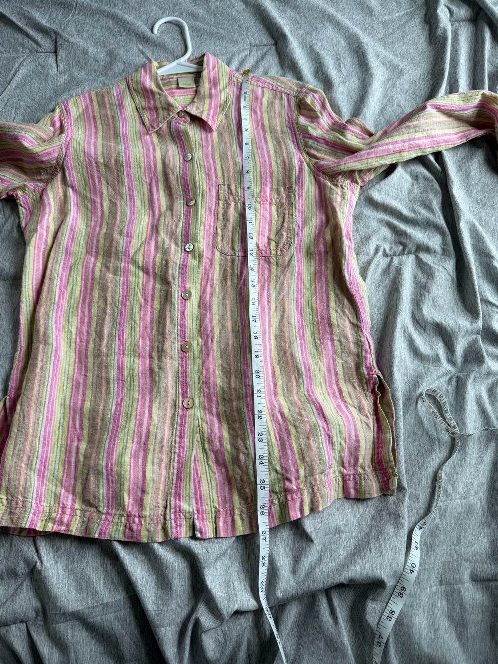 Sigrid Olsen Women 100% Linen Striped Long Sleeve Button Down Shirt Small Beach - Picture 10 of 11